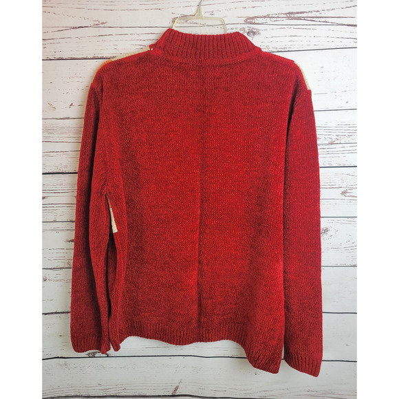 Vtg Alfred Dunner Sweater Burgundy Orange Chenille Mock Neck Women's Size 1X - Picture 7 of 8